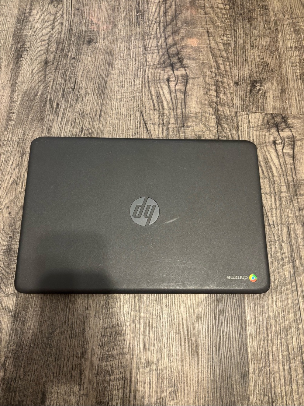 HP Chromebook Laptop in Black with Chrome Logo